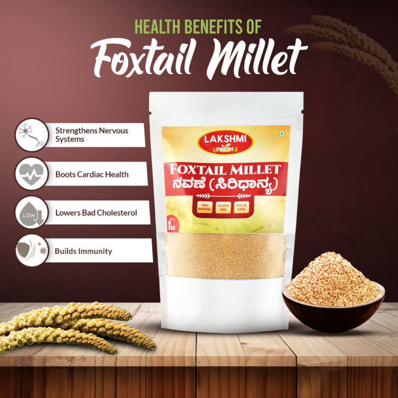 Foxtail Millet |Navane |Natural & Unpolished Positive Millets| Rich in ...